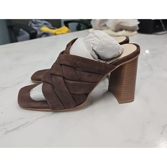 Journee Collection Womens Dorisa Brown Open Toe High Block Heel Size 6.5 NEW $65 - Picture 4 of 8